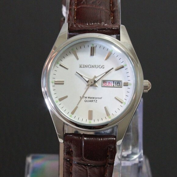 Women\'s Contemporary Dress Watch Silver With Brown Strap 28mm main image 6